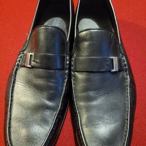 Sleek Black Leather Slip-On Loafers